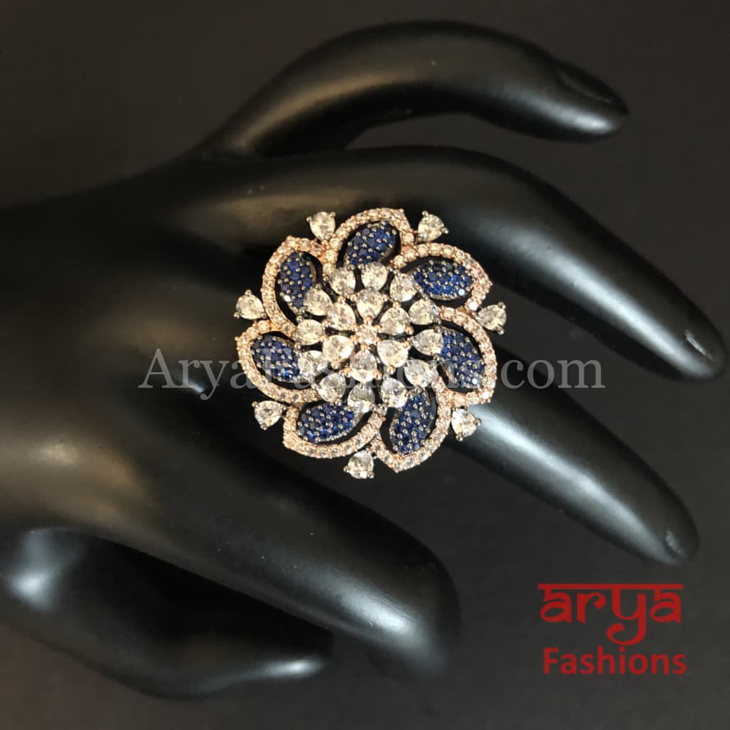 Aashiya Cubic Zirconia Rose Gold Victorian Ring