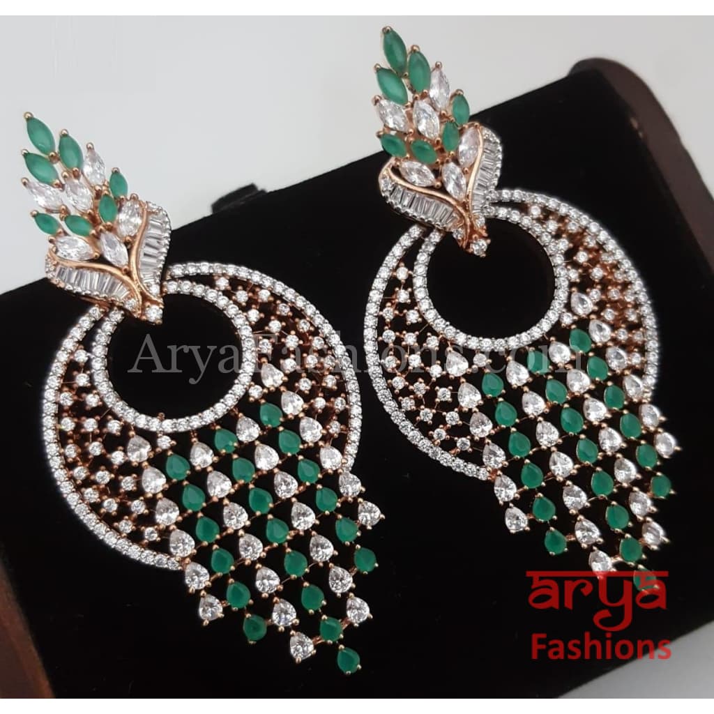 Aisha Ruby and Emerald Green CZ Earrings