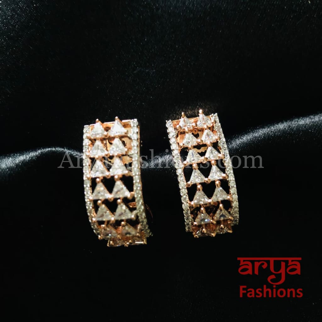 Alisha CZ Studs with Cubic Zirconia stones in Silver/ Rose Gold Finish