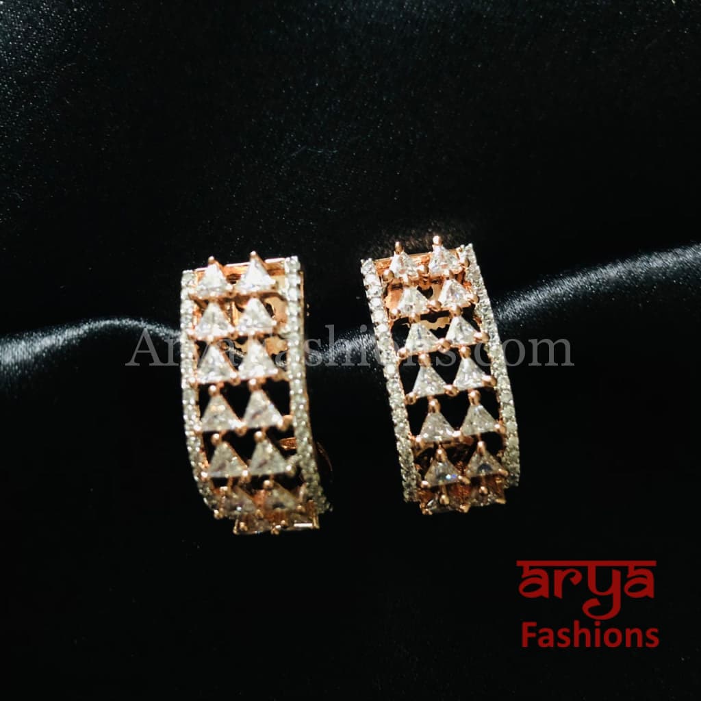 Alisha CZ Studs with Cubic Zirconia stones in Silver/ Rose Gold Finish