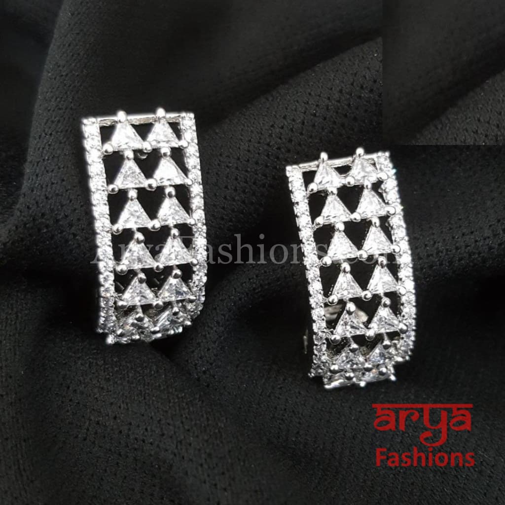 Alisha CZ Studs with Cubic Zirconia stones in Silver/ Rose Gold Finish