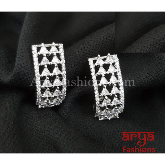 Alisha CZ Studs with Cubic Zirconia stones in Silver/ Rose Gold Finish