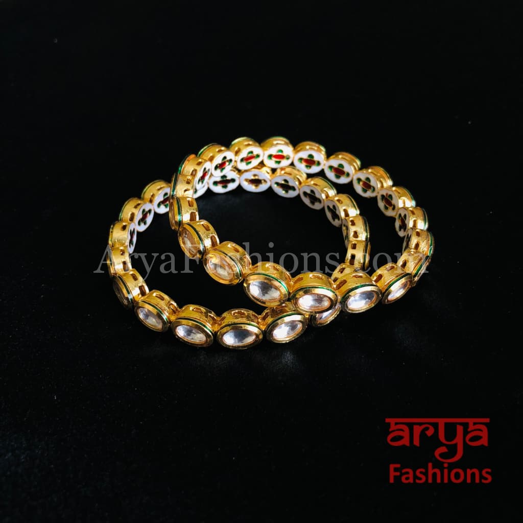 Amira Golden Kundan Bangles/ Indian Traditional Bangles