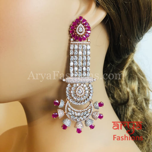 Amisha Rose Gold Victorian Ruby Pink Earrings