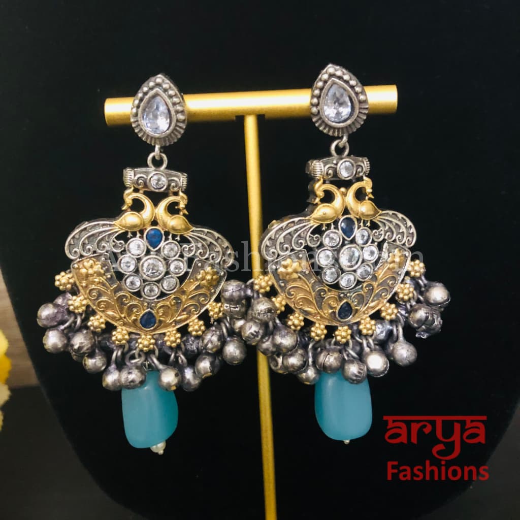 Amishi Dual Tone Statement Pendant Necklace with Earrings
