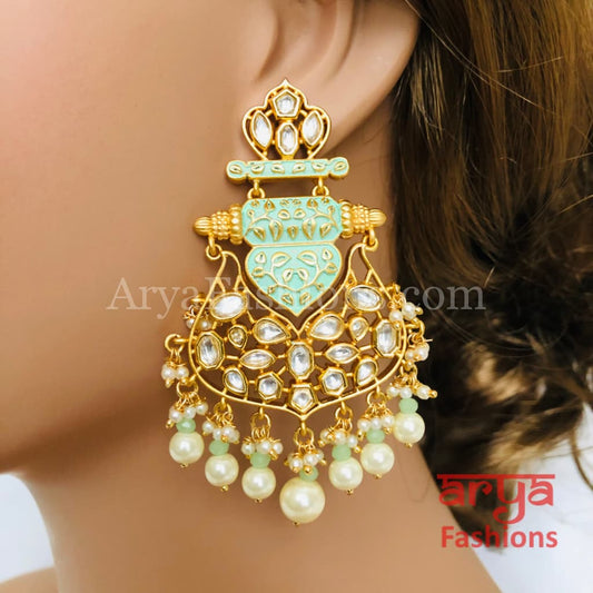 Anaira Amrapali Inspired Mint Green Kundan Chandbali