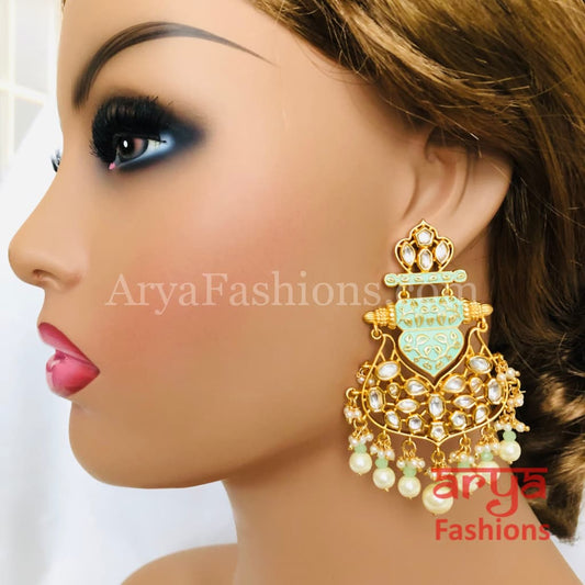 Anaira Amrapali Inspired Mint Green Kundan Chandbali