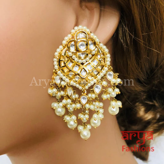 Anaira Beautiful Kundan Chandbali with Pearl Beads
