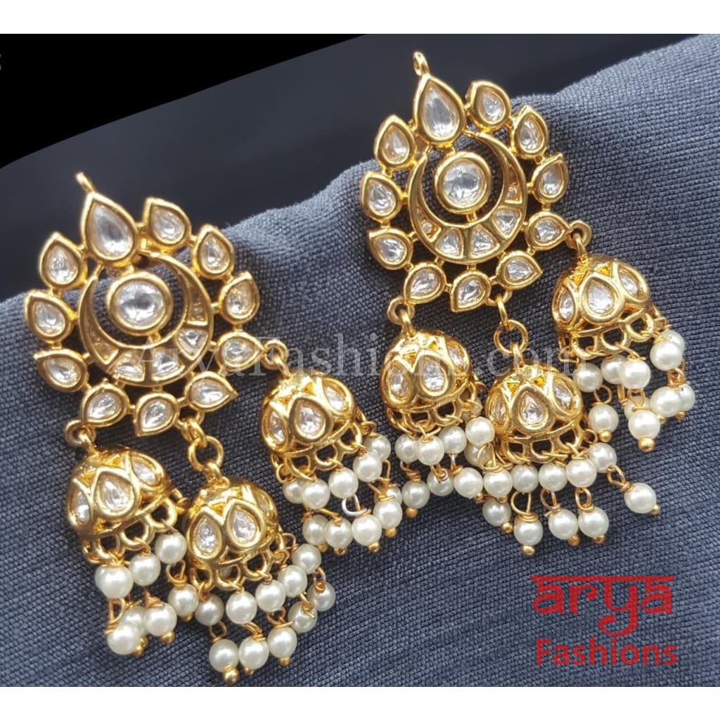 Anaira Kundan Pearl Jhumka Earrings