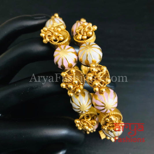 Anisha Pink Blue Meenakari Openable Rajwadi Bangles