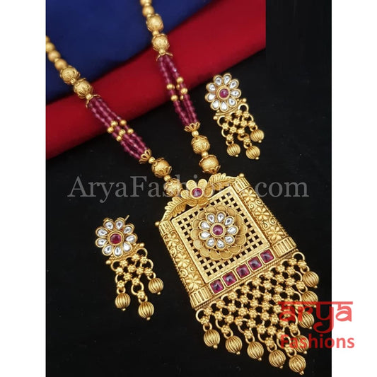 Antique Long Pendant Golden Necklace/ Temple Jewelry