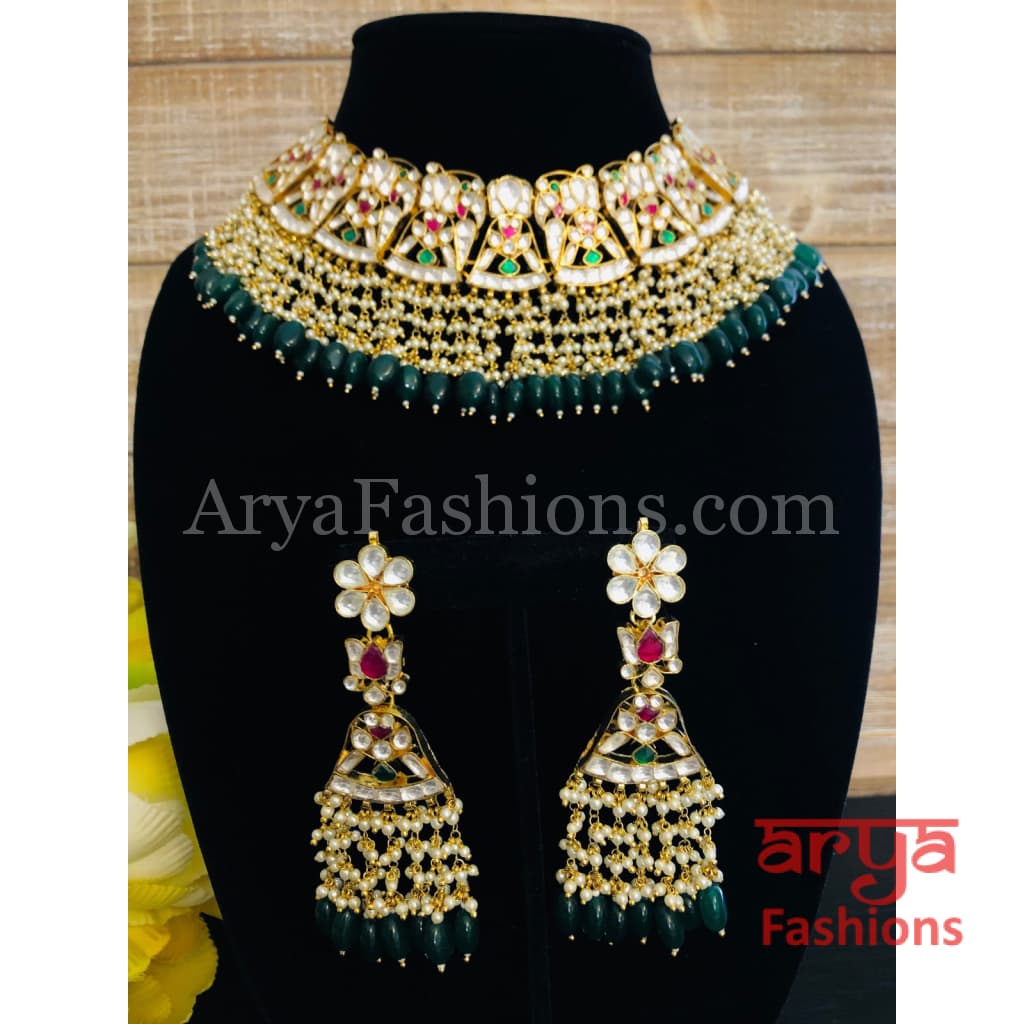Anusha Emerald Green Rajwadi Necklace