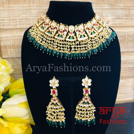 Anusha Emerald Green Rajwadi Necklace