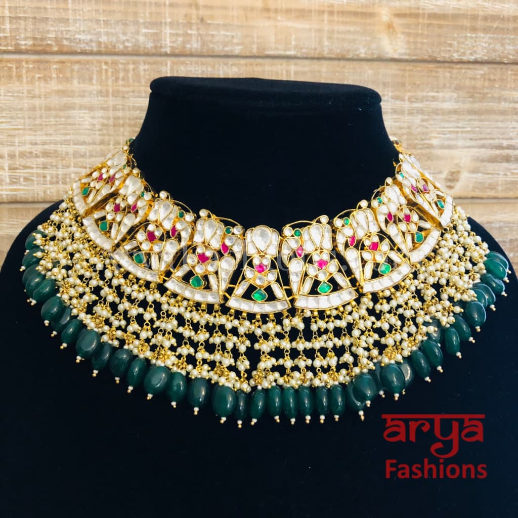 Anusha Emerald Green Rajwadi Necklace