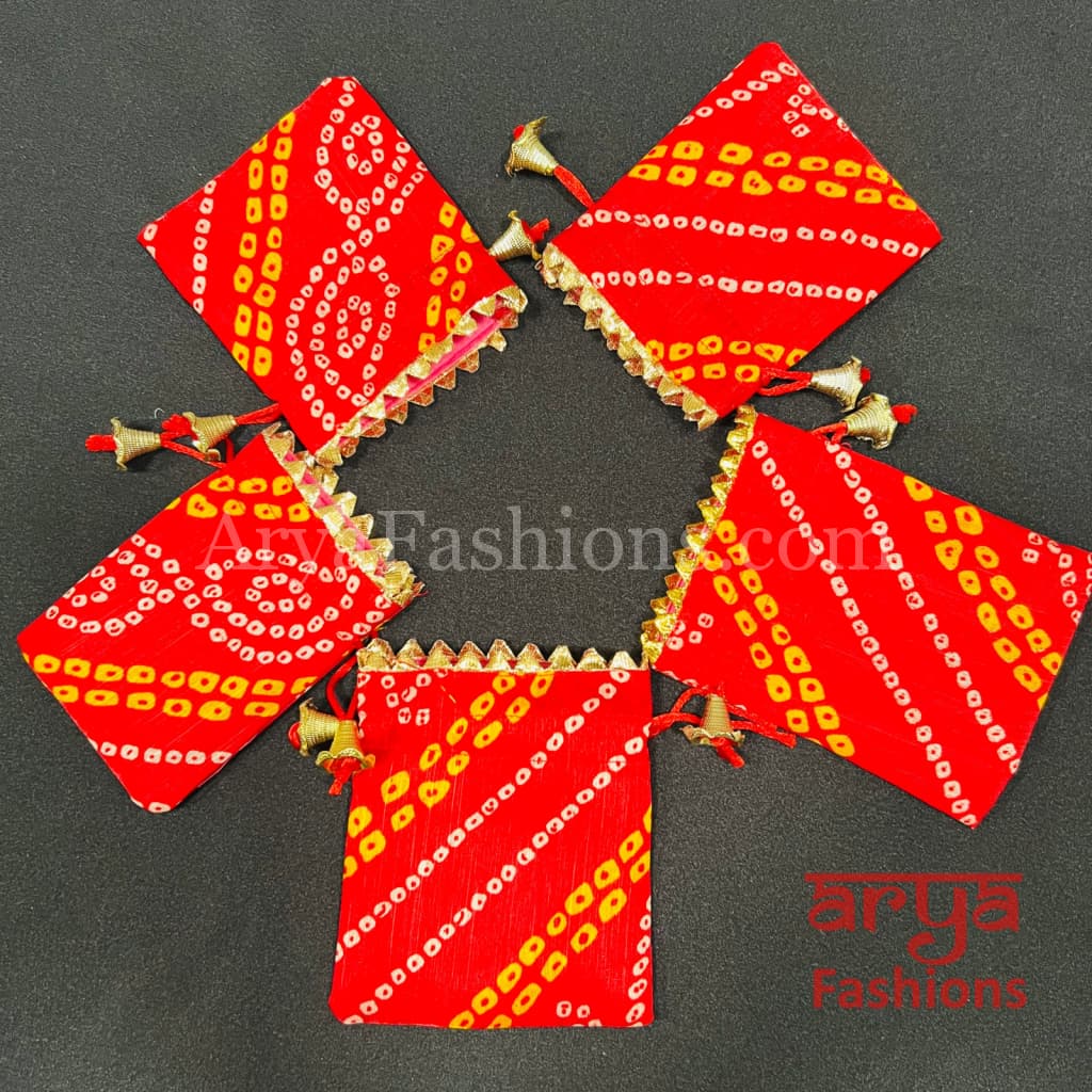 Red Bandhni Potli Bag/ Jaipuri Designer