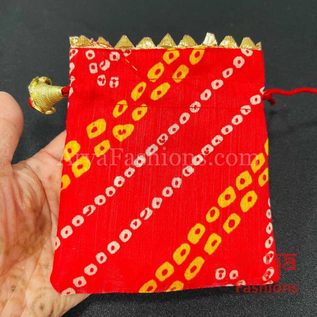 Red Bandhni Potli Bag/ Jaipuri Designer