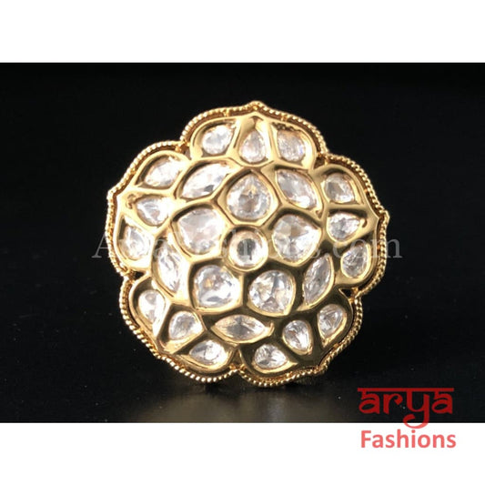 Beautiful Kundan Golden Ring