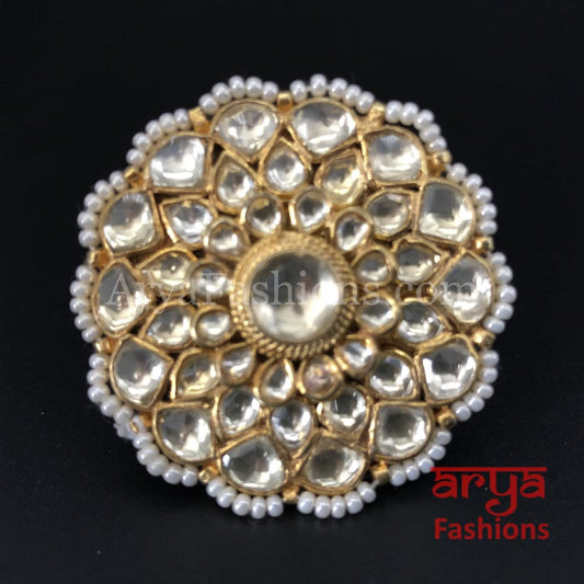 Beautiful Kundan Golden Ring