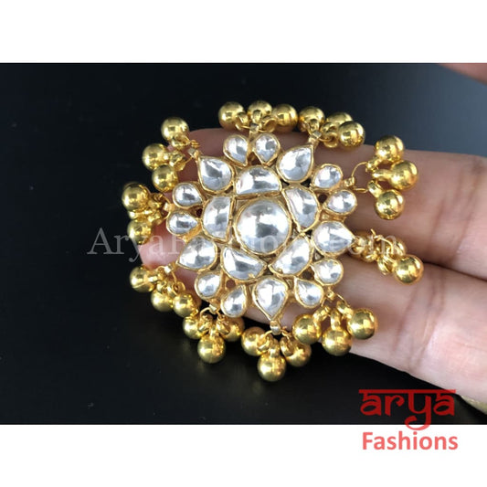 Beautiful Kundan Ring with Golden Beads
