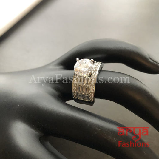 Beautiful Solitaire Cubic Zirconia Band Ring