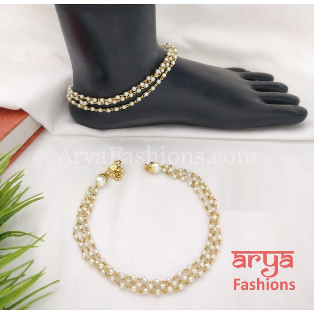 Bridal Anklets/Pearl Anklets/Indian Payal/Pacchi Kundan Payal/Rajwadi Anklet
