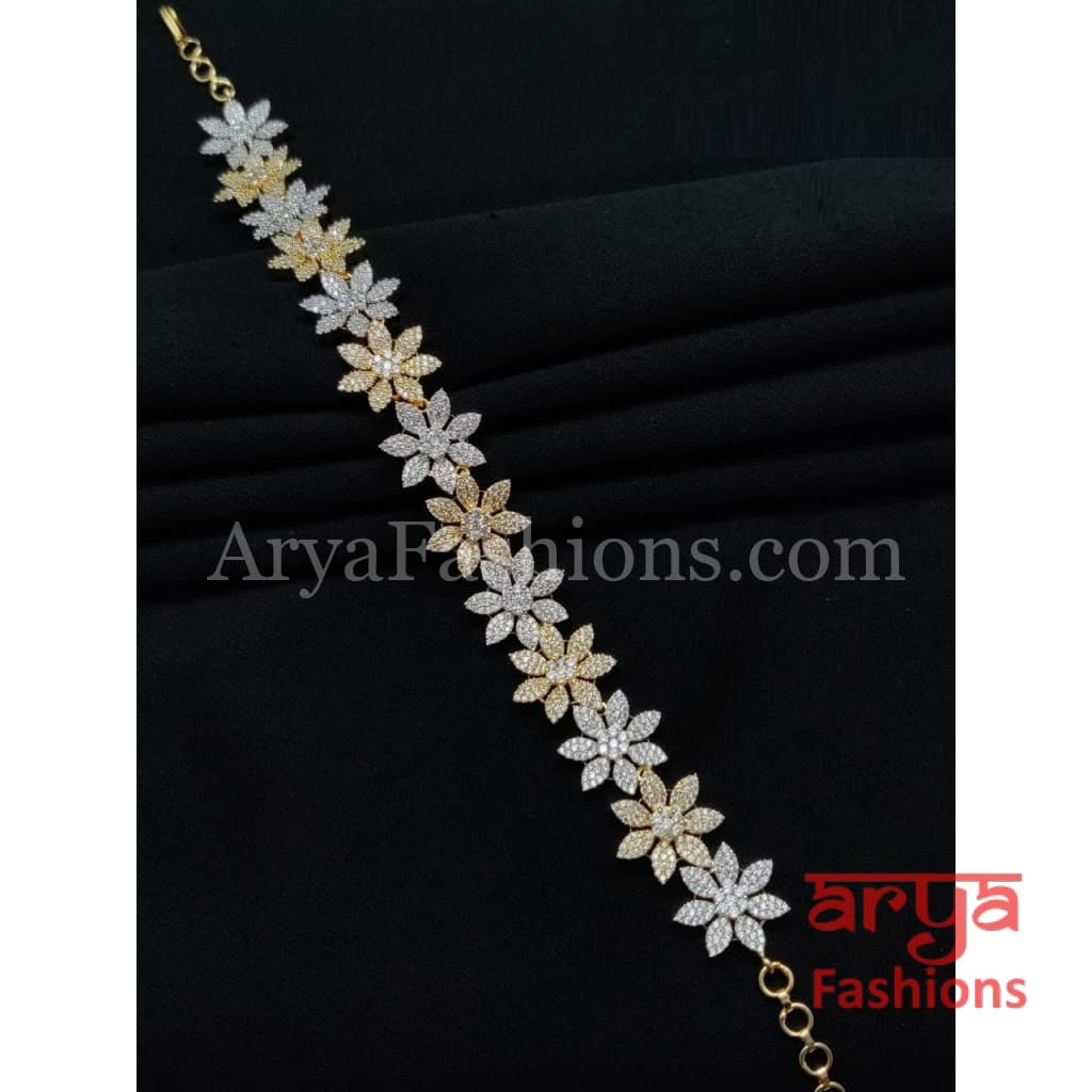 Bridal Cubic Zirconia Mathapatti/ Rose Gold Sheeshphool