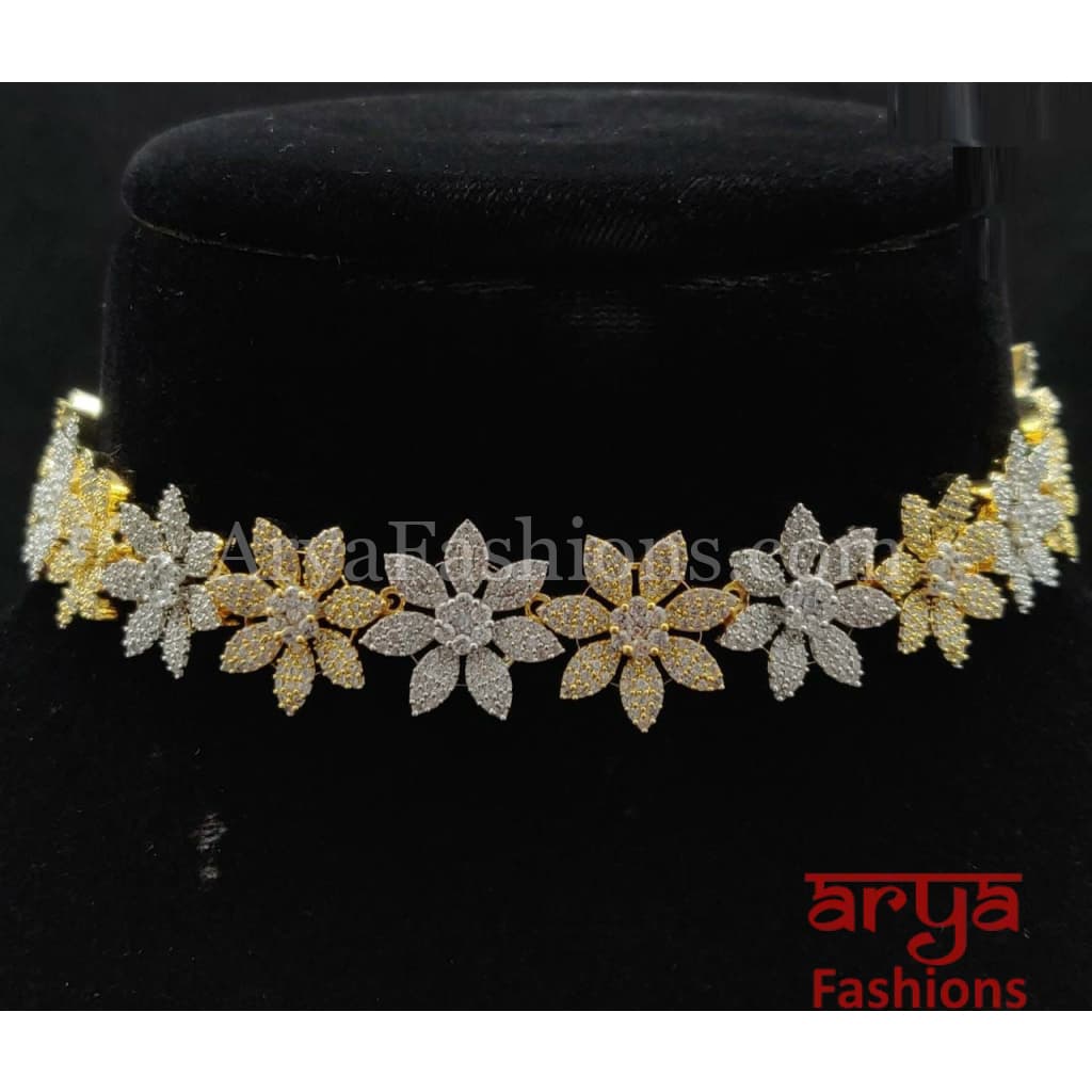 Bridal Cubic Zirconia Mathapatti/ Rose Gold Sheeshphool