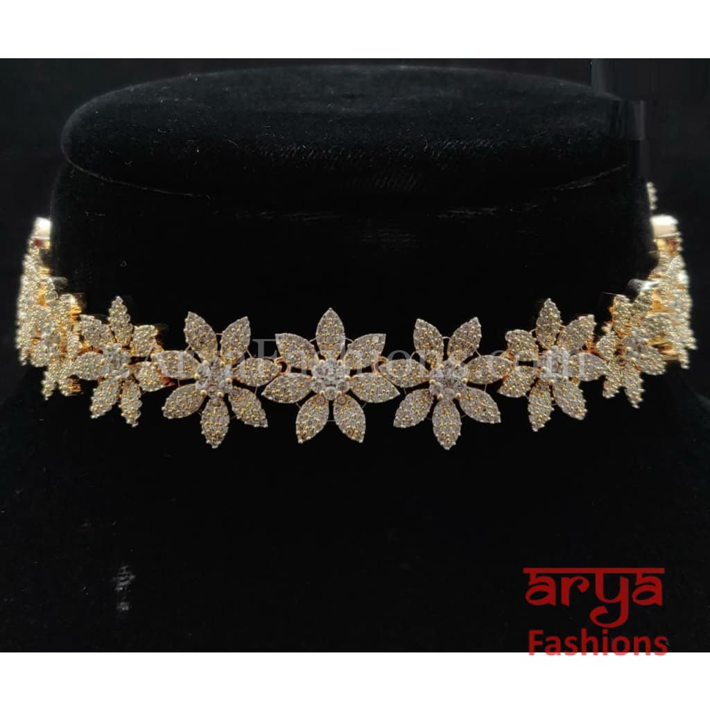 Bridal Cubic Zirconia Mathapatti/ Rose Gold Sheeshphool