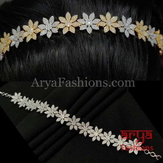 Bridal Cubic Zirconia Mathapatti/ Rose Gold Sheeshphool