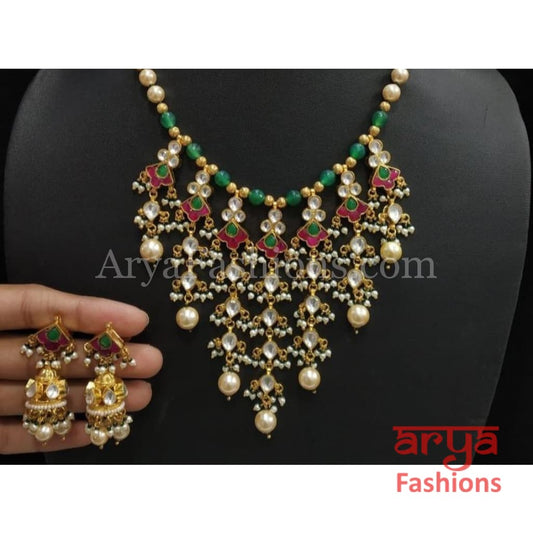 Bridal Emerald Kundan Ruby Long Necklace