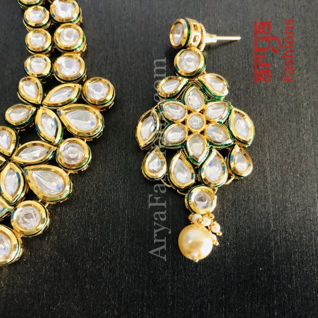 Bridal Kundan Meenakari Necklace with statement earring