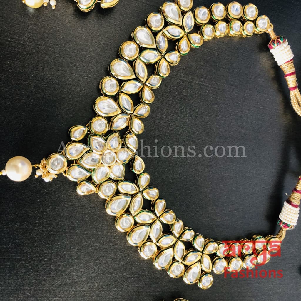 Bridal Kundan Meenakari Necklace with statement earring