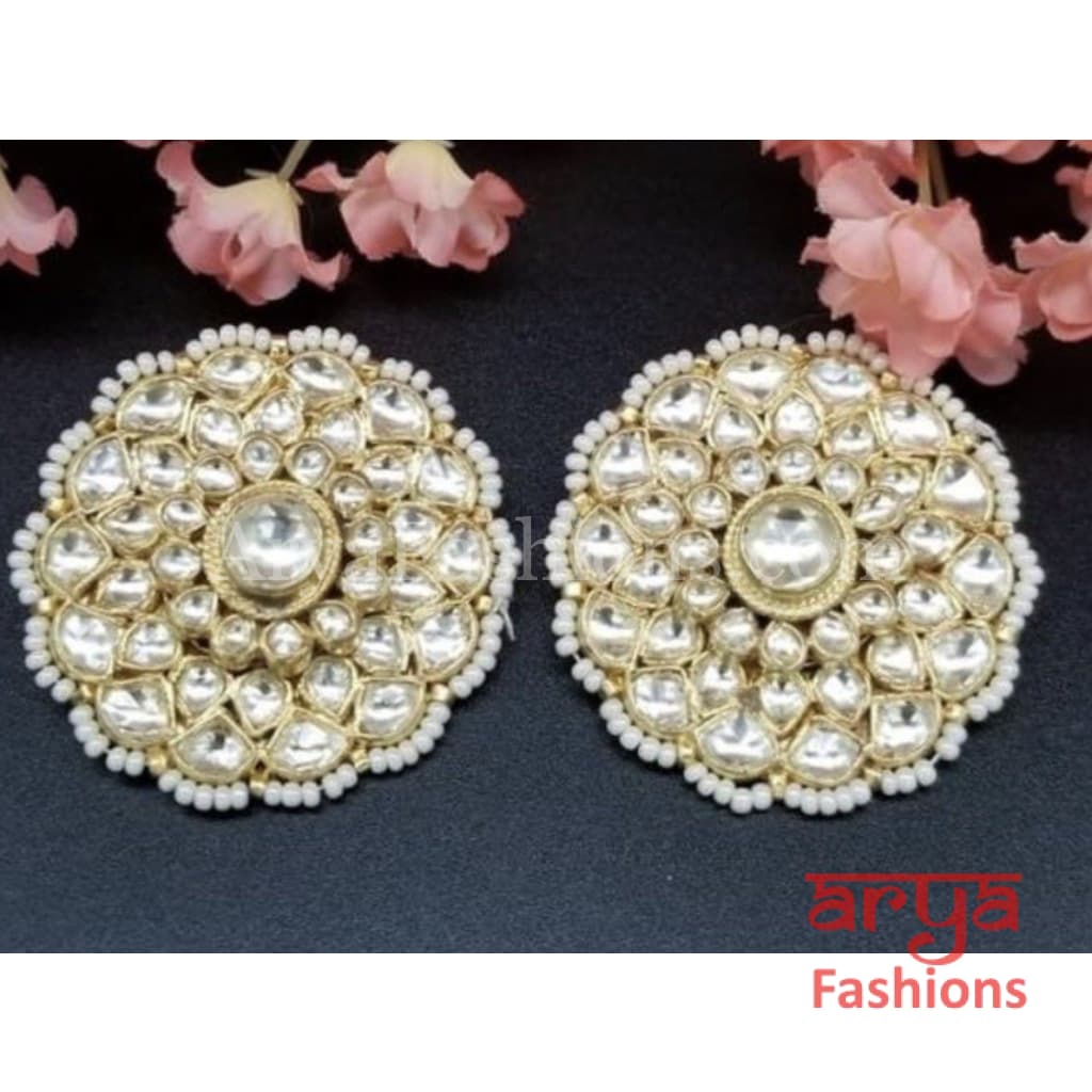 Bridal Kundan Pearl Flower Sabyasachi Stud Earrings