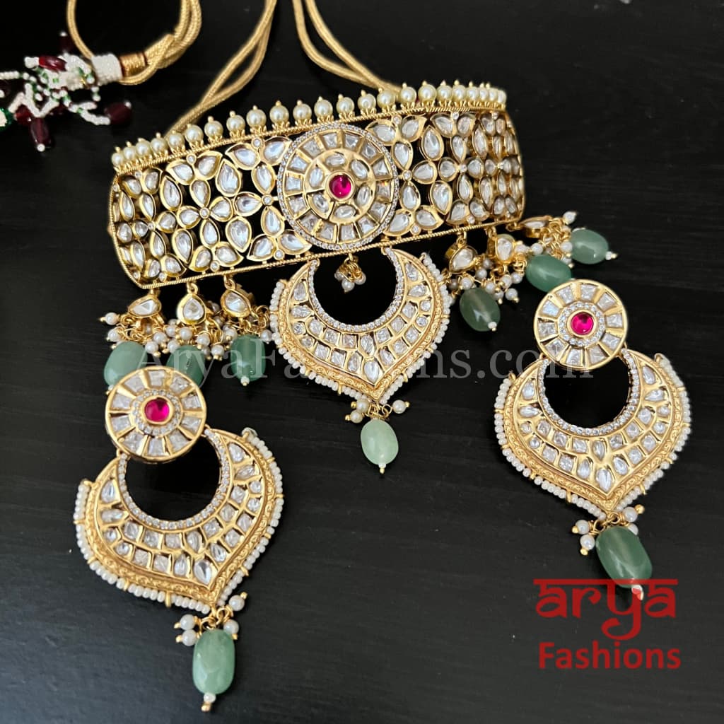Bridal Pacchi Kundan Jadau Choker Necklace/ Indian Wedding Jewelry