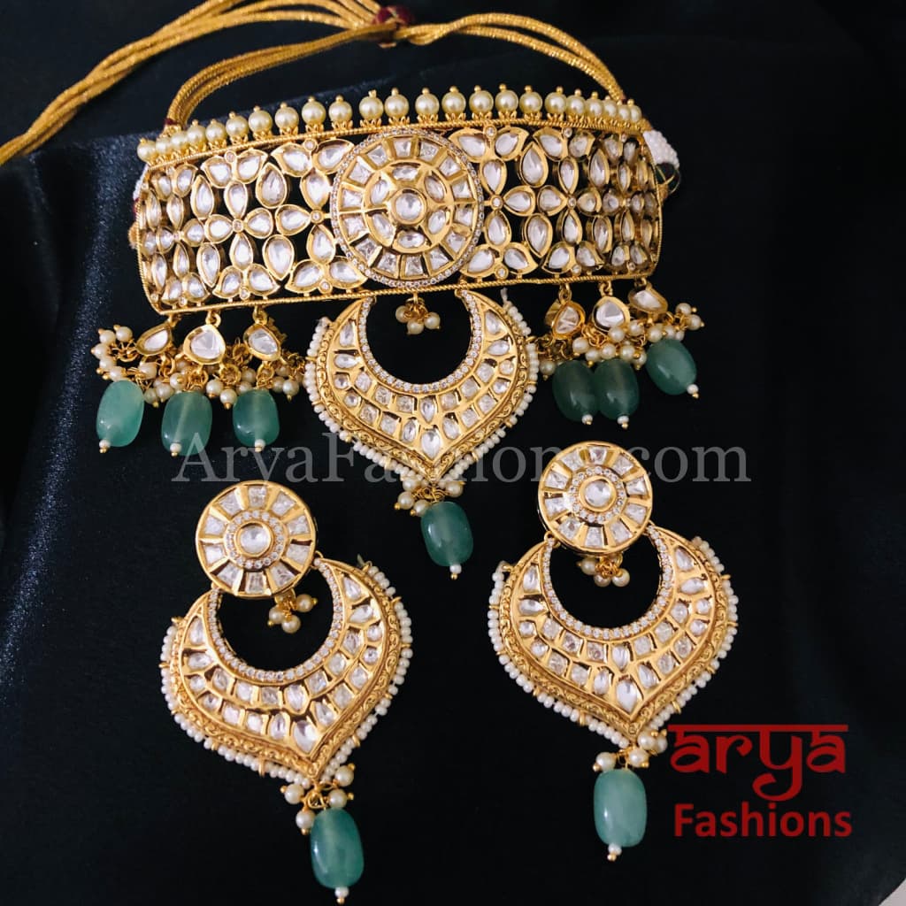 Bridal Pacchi Kundan Jadau Choker Necklace/ Indian Wedding Jewelry
