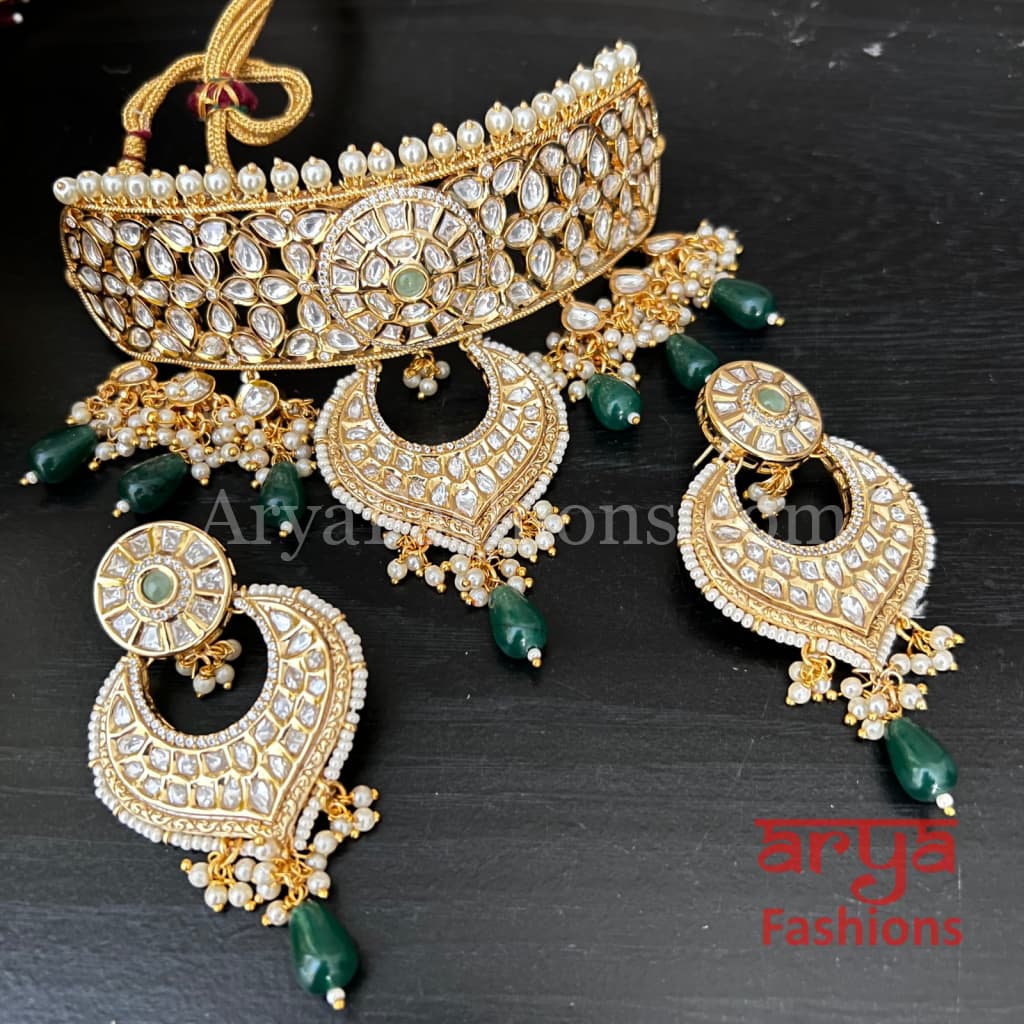 Bridal Pacchi Kundan Jadau Choker Necklace/ Indian Wedding Jewelry