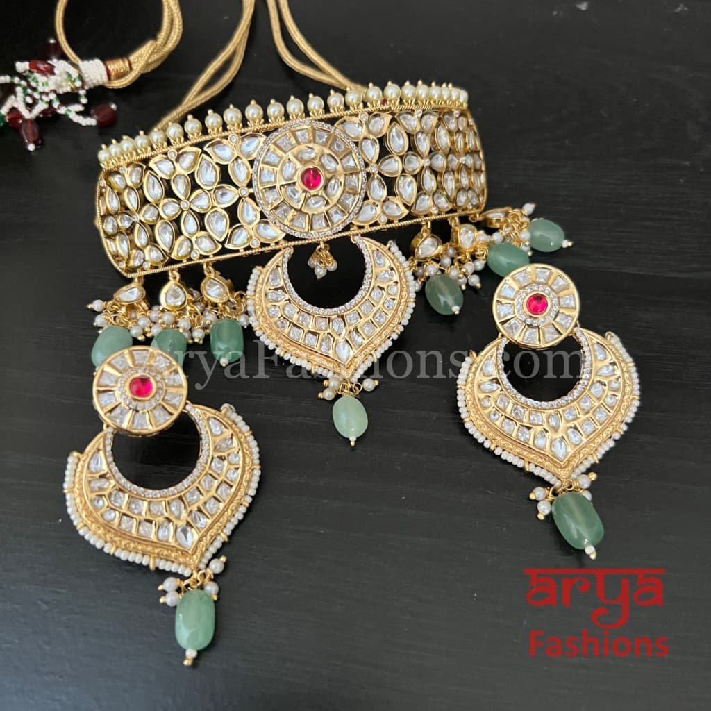 Bridal Pacchi Kundan Jadau Choker Necklace/ Indian Wedding Jewelry