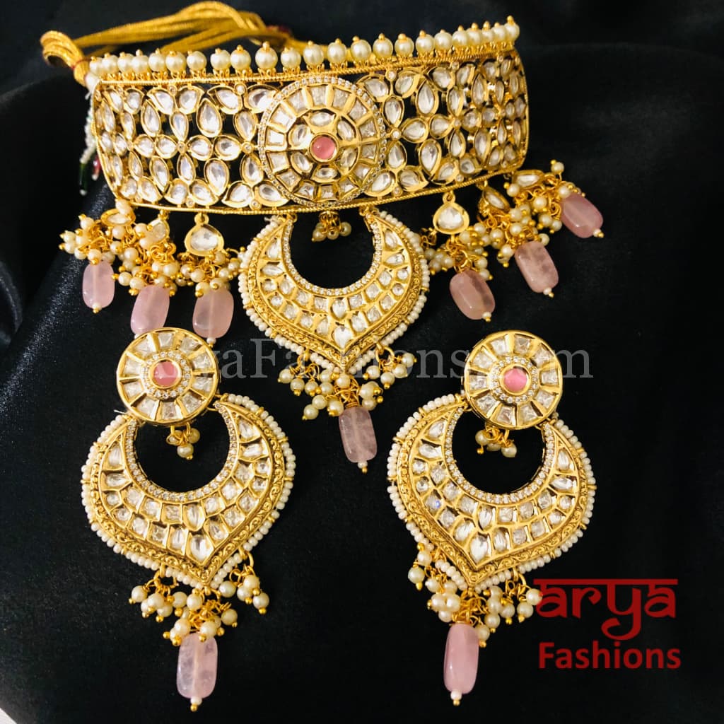 Bridal Pacchi Kundan Jadau Choker Necklace/ Indian Wedding Jewelry