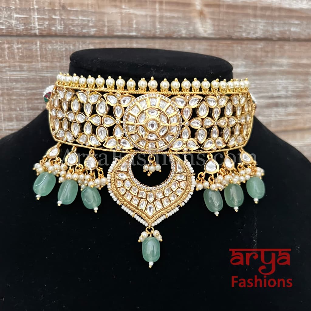 Bridal Pacchi Kundan Jadau Choker Necklace/ Indian Wedding Jewelry