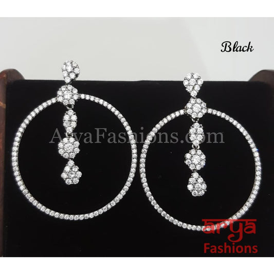 Claire Cubic Zirconia Golden and Silver Round Bali Earrings