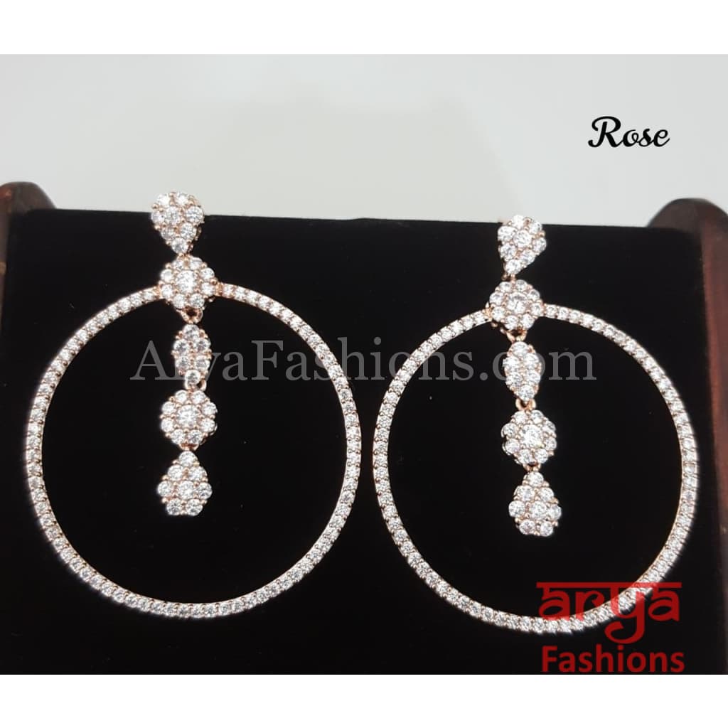 Claire Cubic Zirconia Golden and Silver Round Bali Earrings