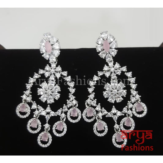 Claire Cubic Zirconia Pink Small Chandbali Earrings