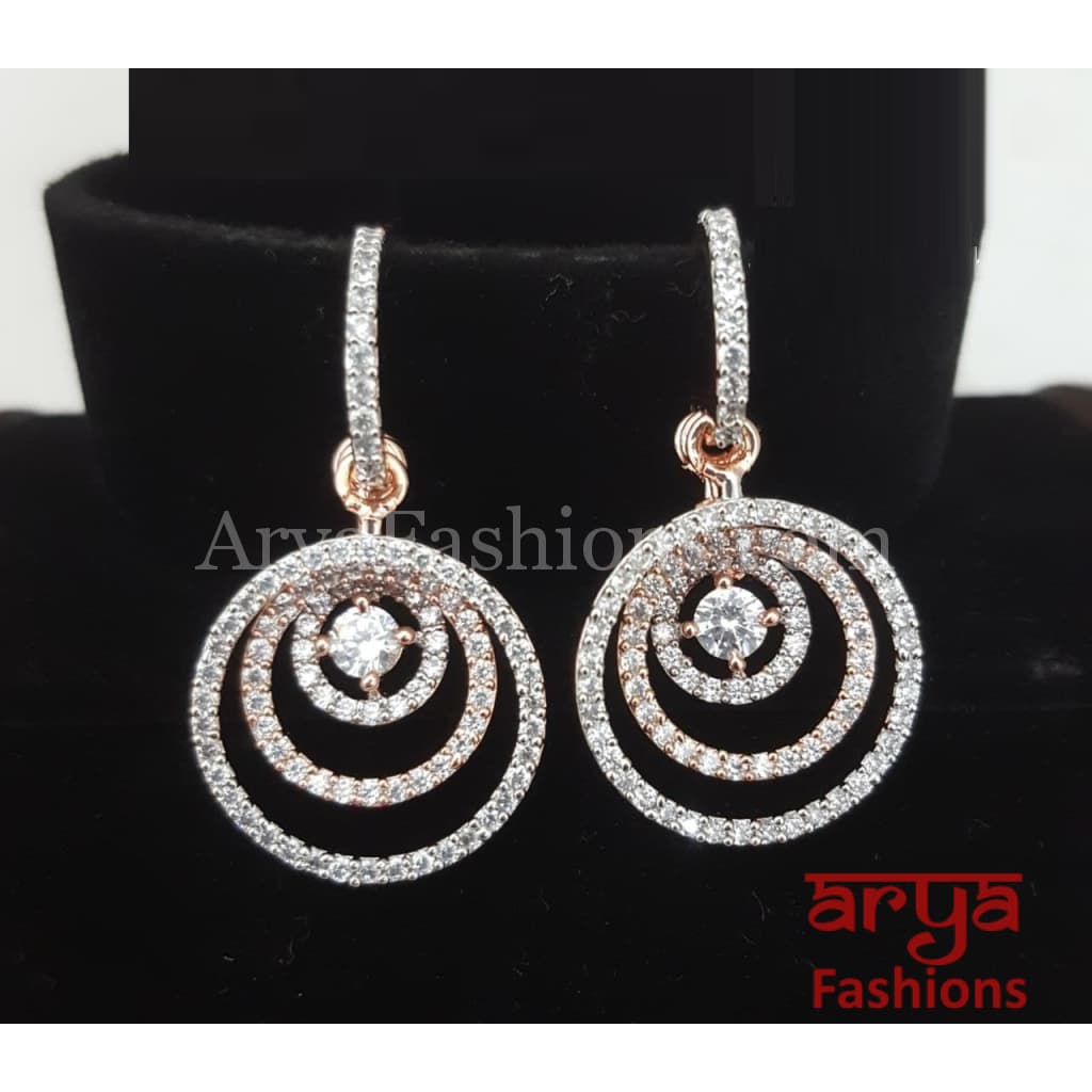Cubic Zirconia Dangle Earrings with Silver CZ Stones