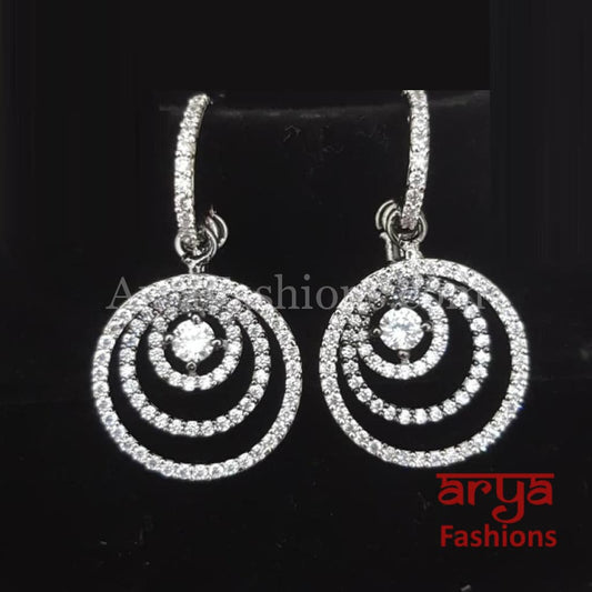 Cubic Zirconia Dangle Earrings with Silver CZ Stones