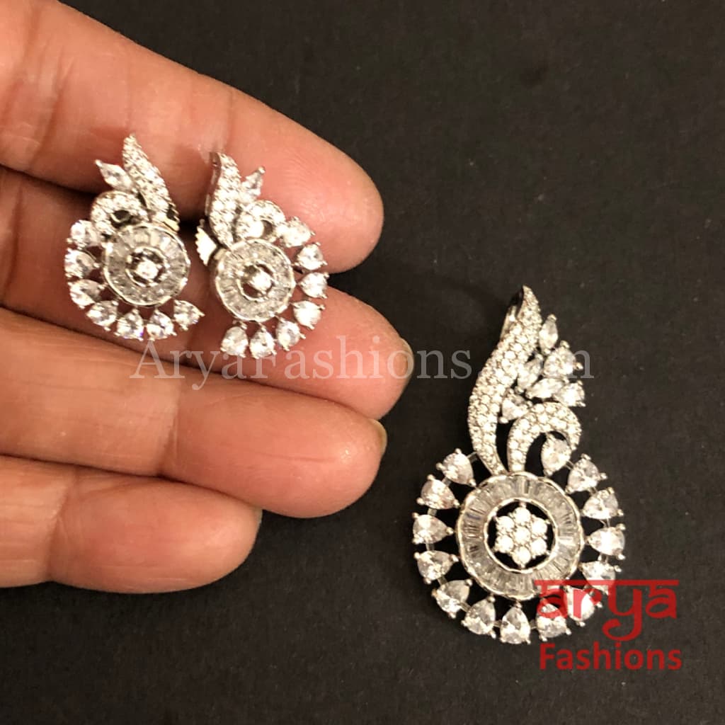 Cubic Zirconia Pendant Set with Stud Earrings