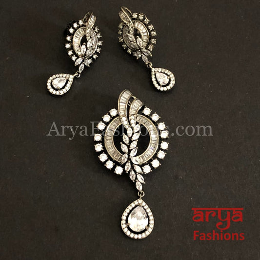 Cubic Zirconia Pendant Set with Stud Earrings