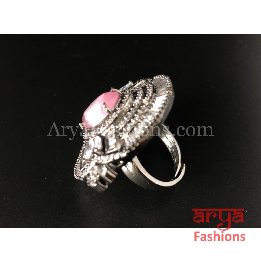 Cubic Zironia Pink Statement Ring