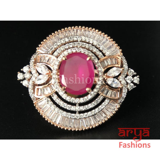 Cubic Zironia Ruby Statement Ring