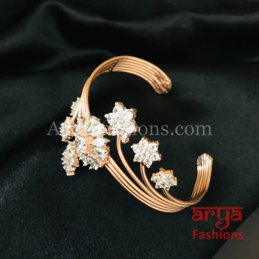 CZ Cuff Rose Gold Bracelet / Silver Fusion