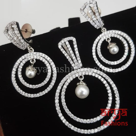 CZ Pendant Set with Beautiful Round Earrings